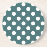Vit polka dots på teal underlägg sandsten<br><div class="desc">Vit polka dots på teal</div>