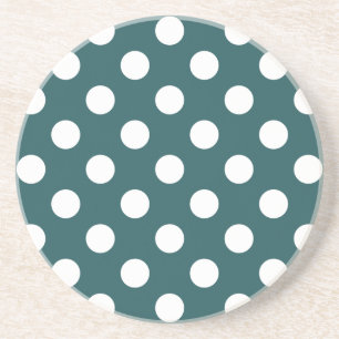 Vit polka dots på teal underlägg sandsten