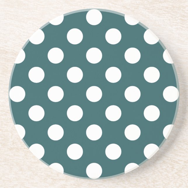 Vit polka dots på teal underlägg sandsten (Framsidan)