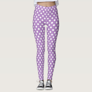 Vit Polka dots på Thistle Lila Leggings