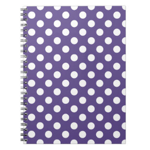Vit polka dots på ultraviolett anteckningsbok