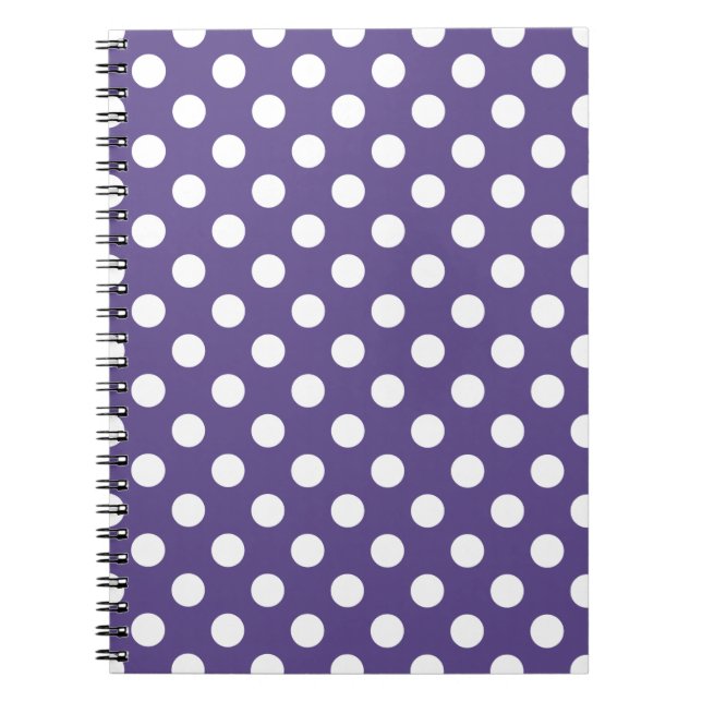 Vit polka dots på ultraviolett anteckningsbok (Framsidan)