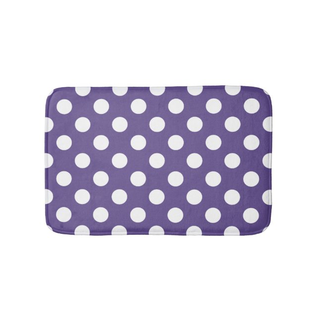 Vit polka dots på ultraviolett badrumsmatta (Framsidan)