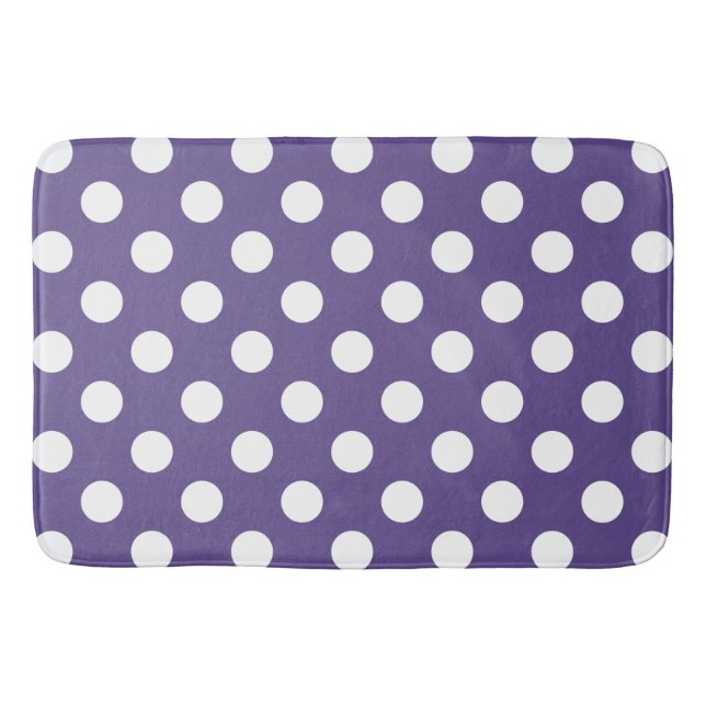 Vit polka dots på ultraviolett badrumsmatta (Framsidan)