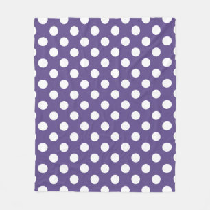 Vit polka dots på ultraviolett fleecefilt