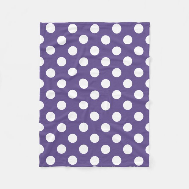 Vit polka dots på ultraviolett fleecefilt (Framsidan)