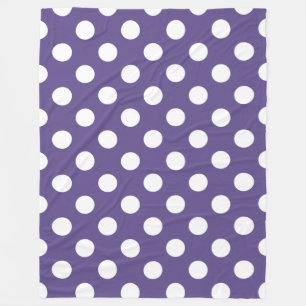 Vit polka dots på ultraviolett fleecefilt
