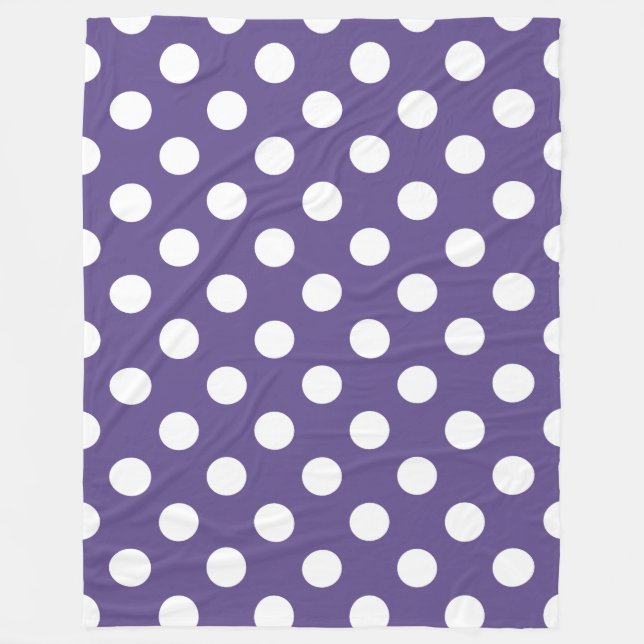 Vit polka dots på ultraviolett fleecefilt (Framsidan)