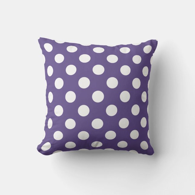 Vit polka dots på ultraviolett kudde (Framsida)