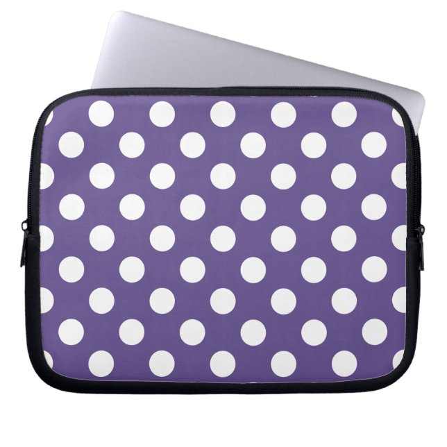Vit polka dots på ultraviolett laptop fodral (Framsidan)