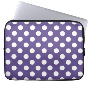 Vit polka dots på ultraviolett laptop sleeve