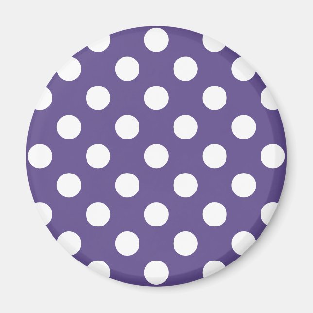 Vit polka dots på ultraviolett magnet (Framsidan)