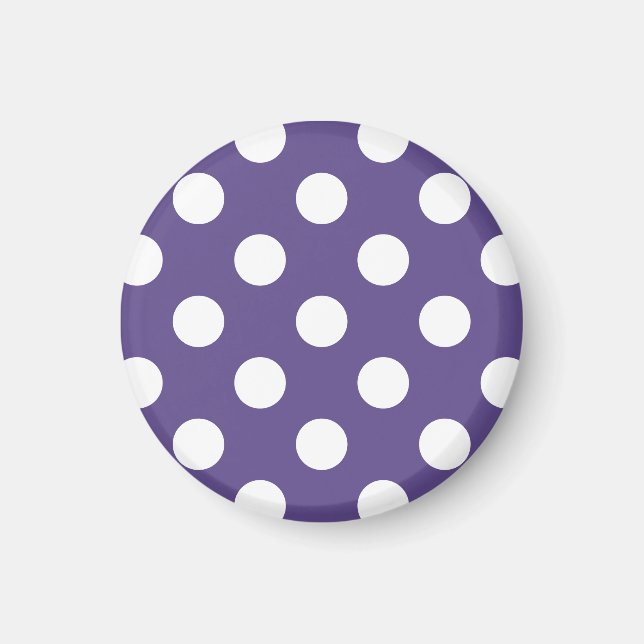 Vit polka dots på ultraviolett magnet (Framsidan)