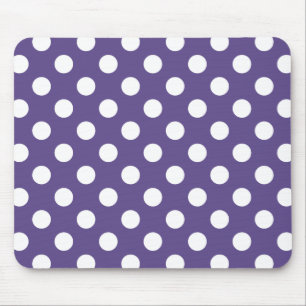 Vit polka dots på ultraviolett musmatta