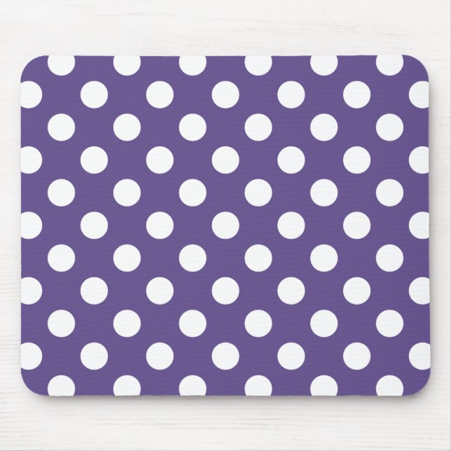 Vit polka dots på ultraviolett musmatta (Framsidan)