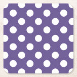 Vit polka dots på ultraviolett underlägg papper kvadrat<br><div class="desc">Pantones färg år 2018 är ultraviolett.</div>