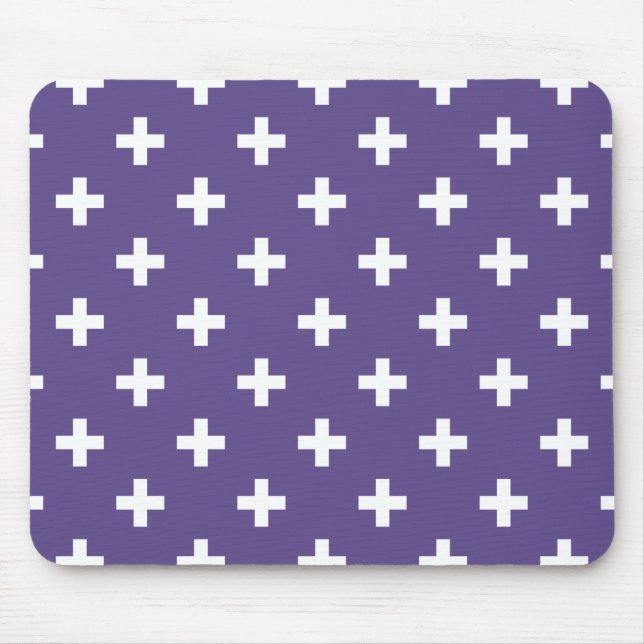 Vit polka kor på ultraviolett musmatta (Framsidan)