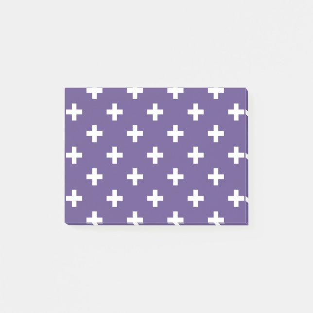 Vit polka kor på ultraviolett post-it block (Framsida)