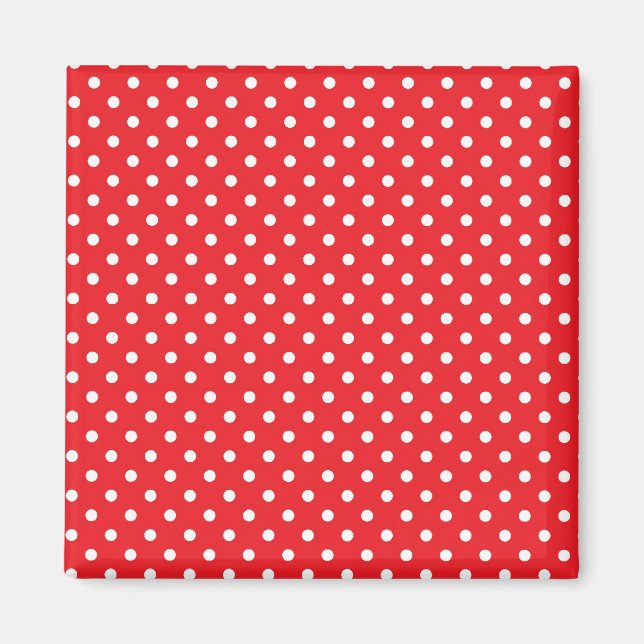 Vit polka punkt på röd bakgrund magnet (Framsidan)