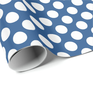 Vit polkadot över marin blå bakgrund presentpapper