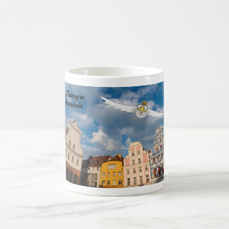 Vit polsk örn säger Välkommen till Szczecin. Wita Kaffemugg
