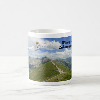 Vit polsk örn säger Välkommen till Zakopane. Wita Kaffemugg