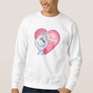 Vit Pomeranian Alla hjärtans dag Sweatshirt
