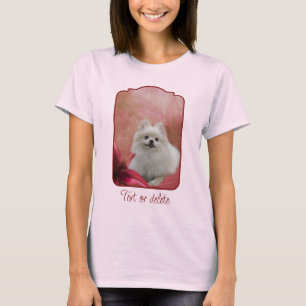 Vit Pomeranian Hund Lily Blommor Djur Konst T Shirt