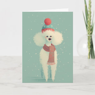 Vit Poodle Hölsning Kort