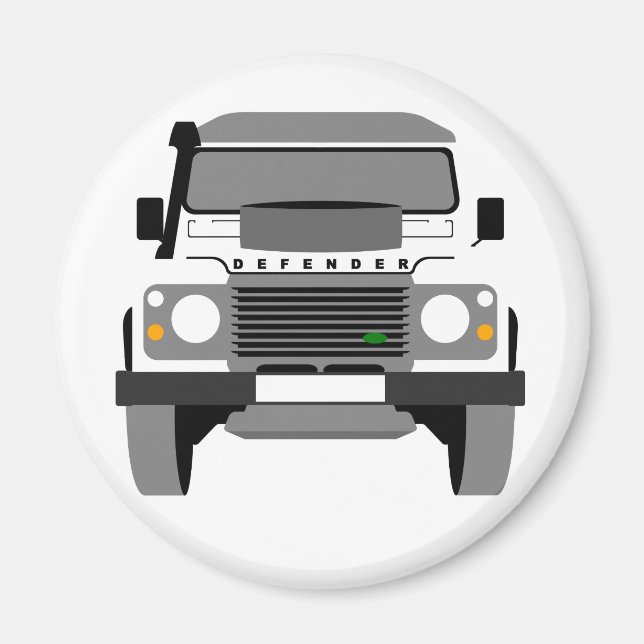Vit poppart Classic Land Rover Defender Magnet (Framsidan)