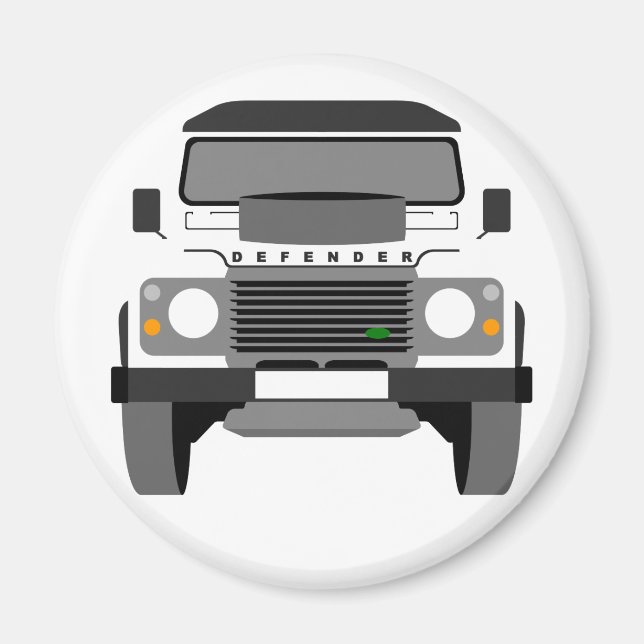 Vit poppkonst Classic Land Rover Magnet (Framsidan)