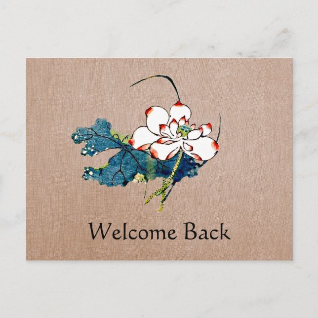 Vit post - kort för påminnelse av Lotus- massage-  (Framsida)