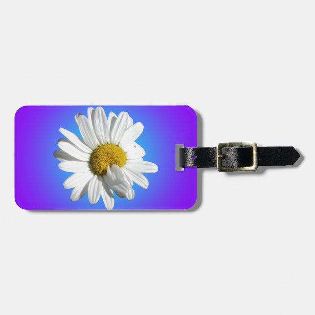 Vit Prästkrage Blomma Blommig Lila Blå Färgövergån Bagagebricka (Horisontell Framsida)