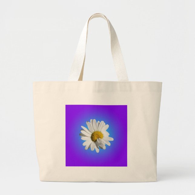 Vit Prästkrage Blomma Blommig Lila Blå Gradient Jumbo Tygkasse (Framsidan)