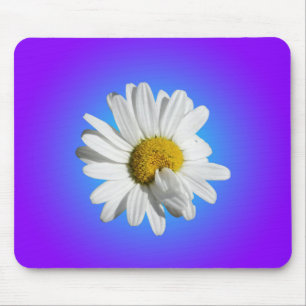 Vit Prästkrage Blomma Blommig Lila Blå Gradient Musmatta
