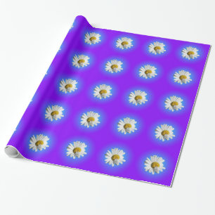 Vit Prästkrage Blomma Blommig Lila Blå Gradient Presentpapper