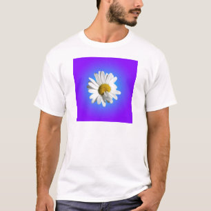 Vit Prästkrage Blomma Blommig Lila Blå Gradient T-shirt