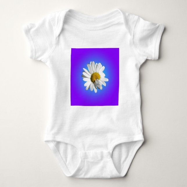 Vit Prästkrage Blomma Blommig Lila Blå Gradient Tee (Framsida)