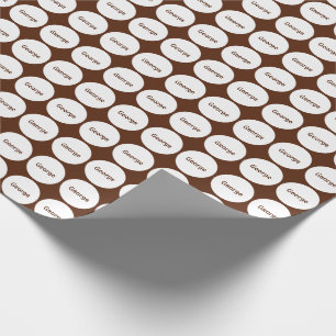 Vit pricker mönster på brunt med namn presentpapper