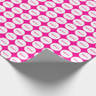 Vit pricker mönster på shock rosa med namn presentpapper