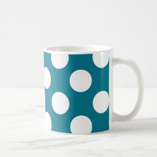 Vit pricker på blått - retro stil kaffemugg