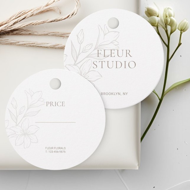 Vit | Prisa Märkre för chic med minimal Blommigt Gåvor Etiketter (Skapare uppladdad)