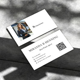 Vit professionell fastighetsmäklare foto QR-kod Visitkort