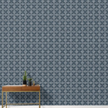 Vit prydnad på Mörk blått Mönster