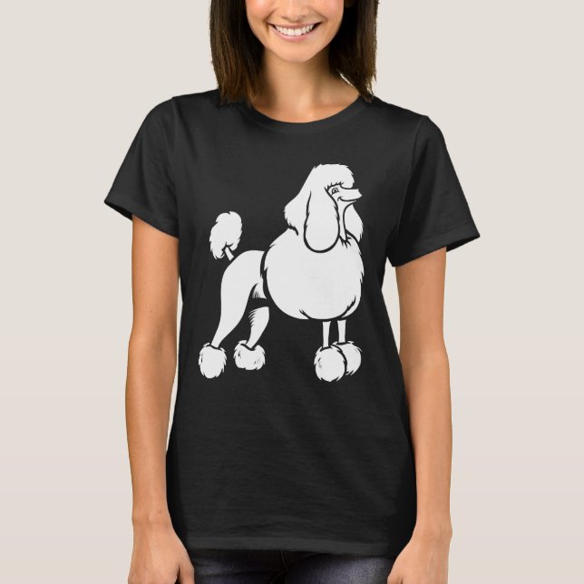 vit pudel-design t shirt (Framsida)