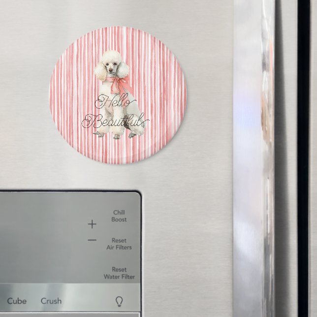 Vit Pudel Hund Hej Vacker Magnet (In Situ (Fridge))