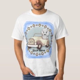Vit Pudel som kör bil T Shirt