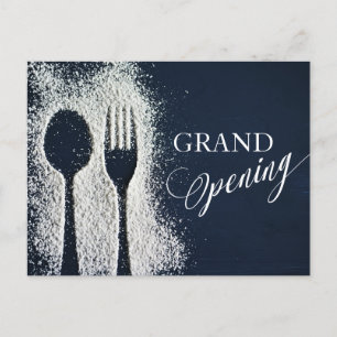 Vit pulversocker Restaurant Grand Open Inbjudan Vykort