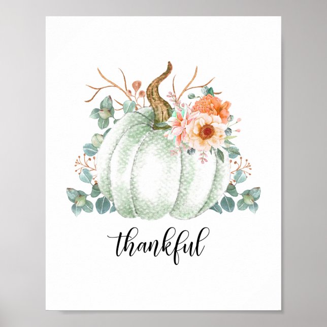 vit pumkin Thankful Poster (Framsidan)