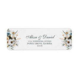 Vit pumpa med vilda blommor Returadress Etikett